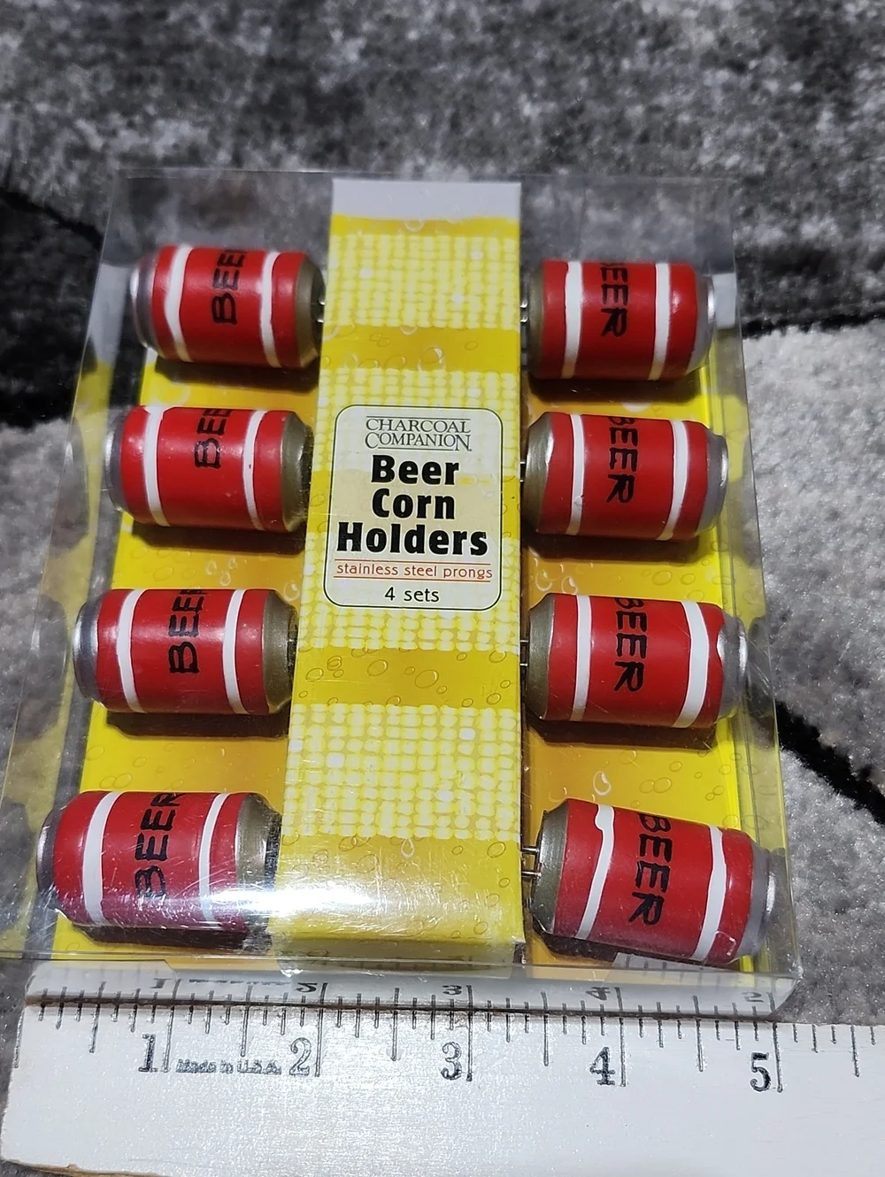 CHARCOAL COMPANION MINI RED BEER CAN CORN HOLDERS SET-OF-4
